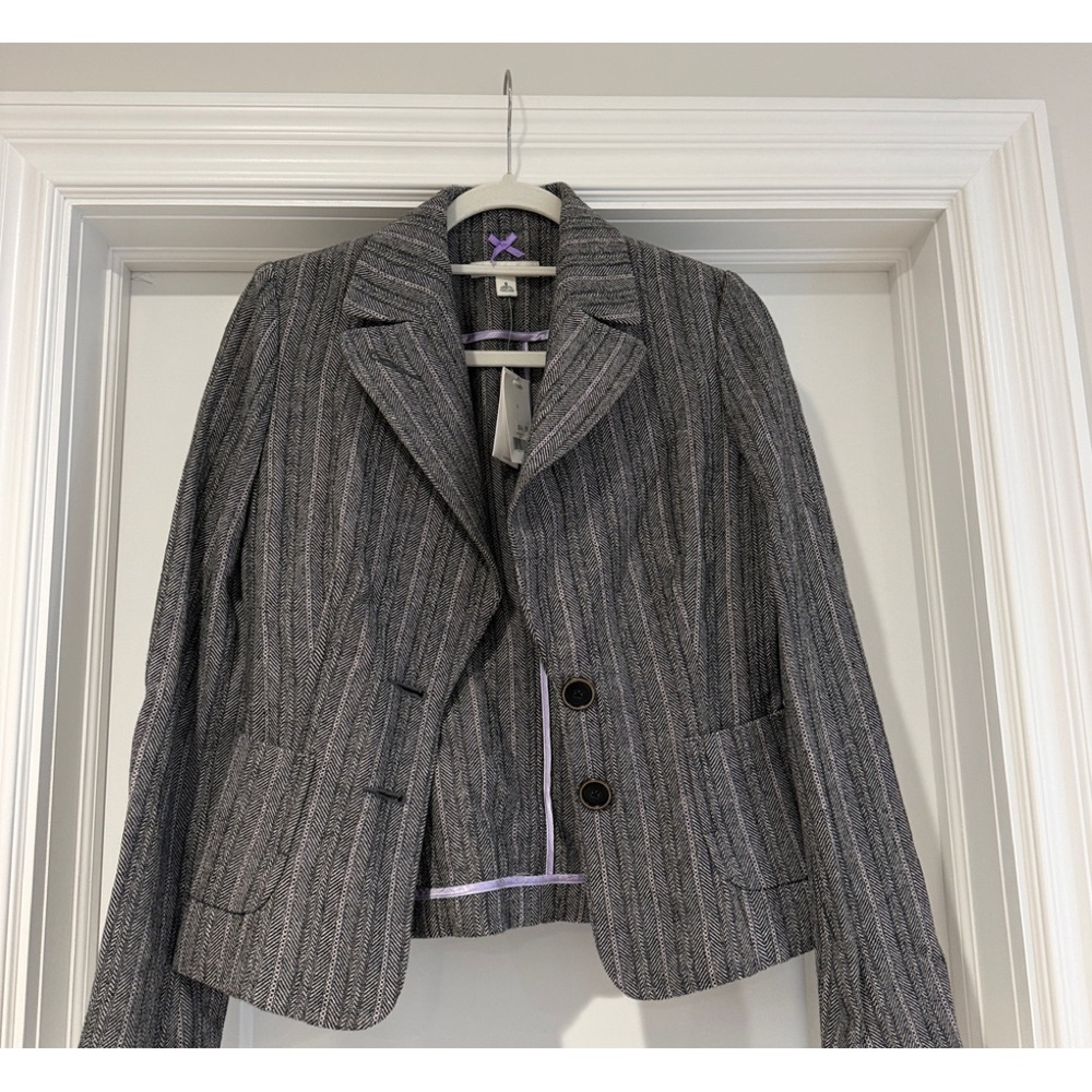Banana Republic Gray Pinstripe Women's Blazer with matching pants.